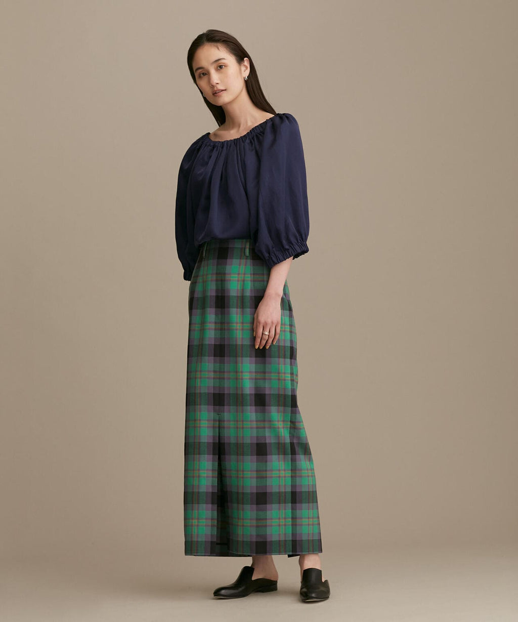 サテンギャザーブルゾン 五分袖