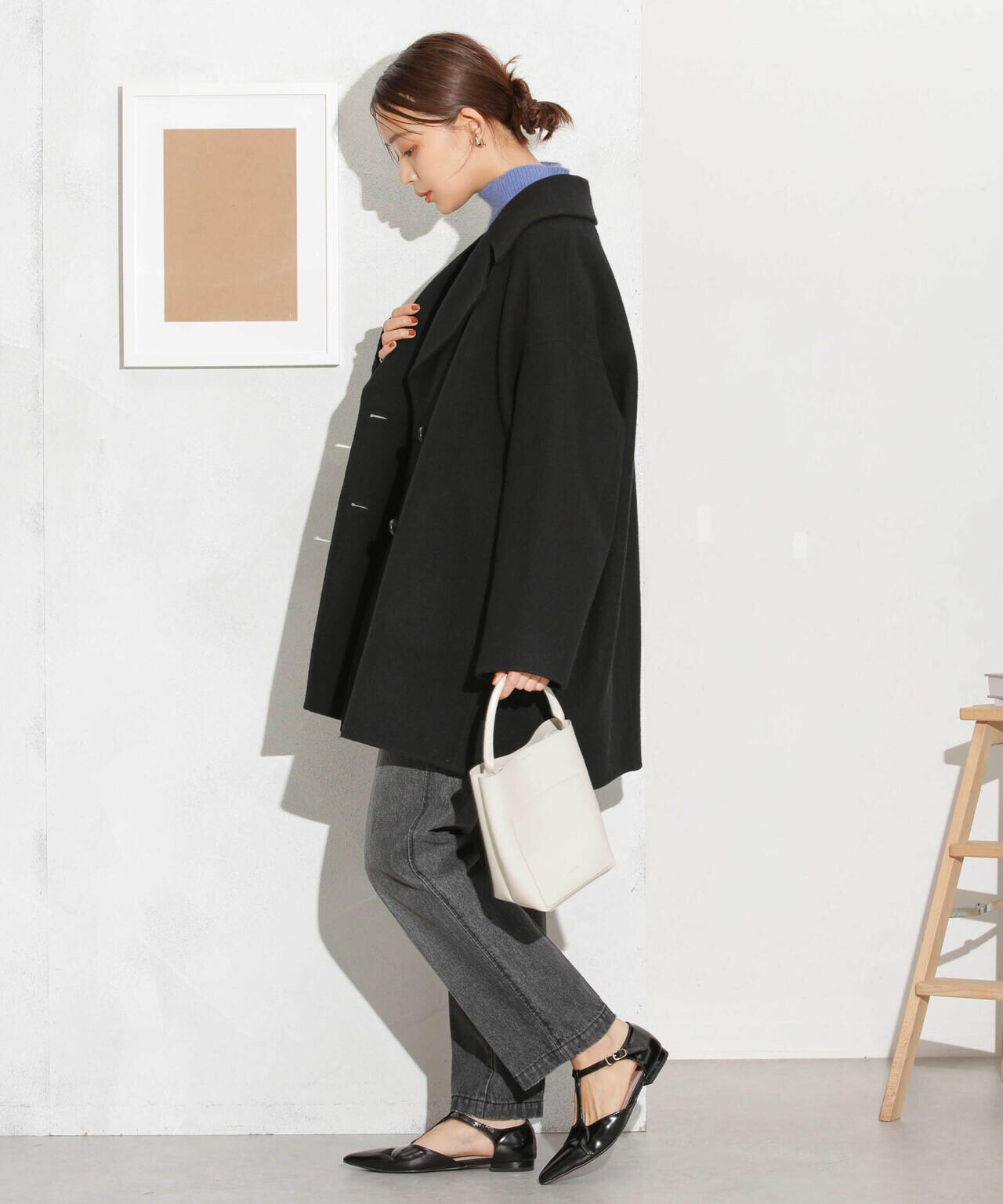 スーパー140ウールリバーミドルコート