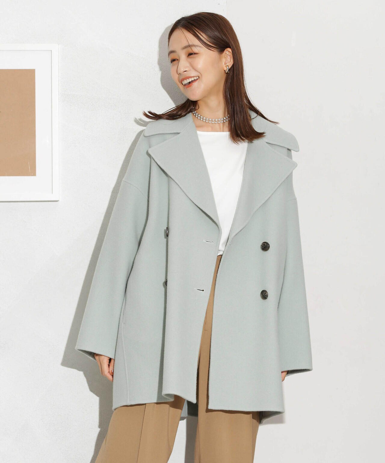 スーパー140ウールリバーミドルコート