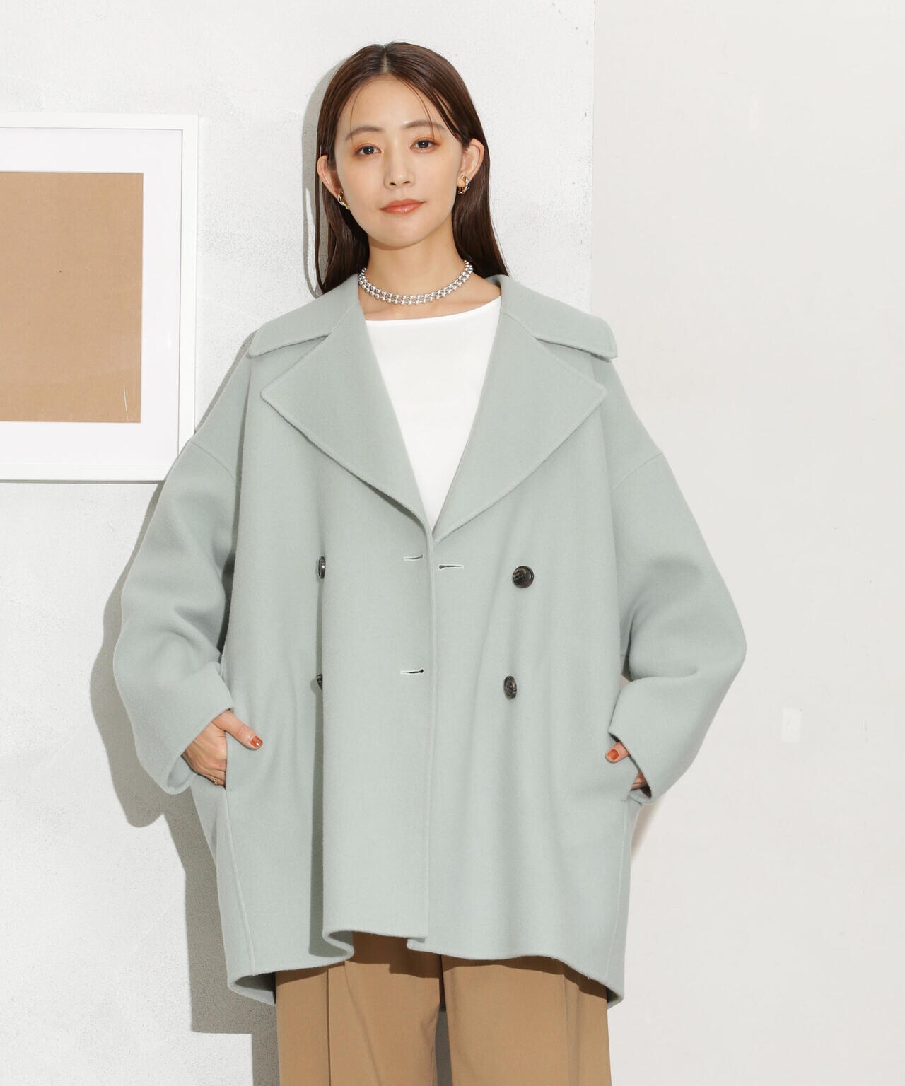 スーパー140ウールリバーミドルコート