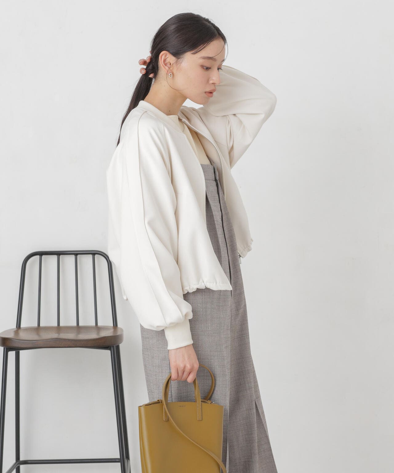 ダブルクロスリブブルゾン