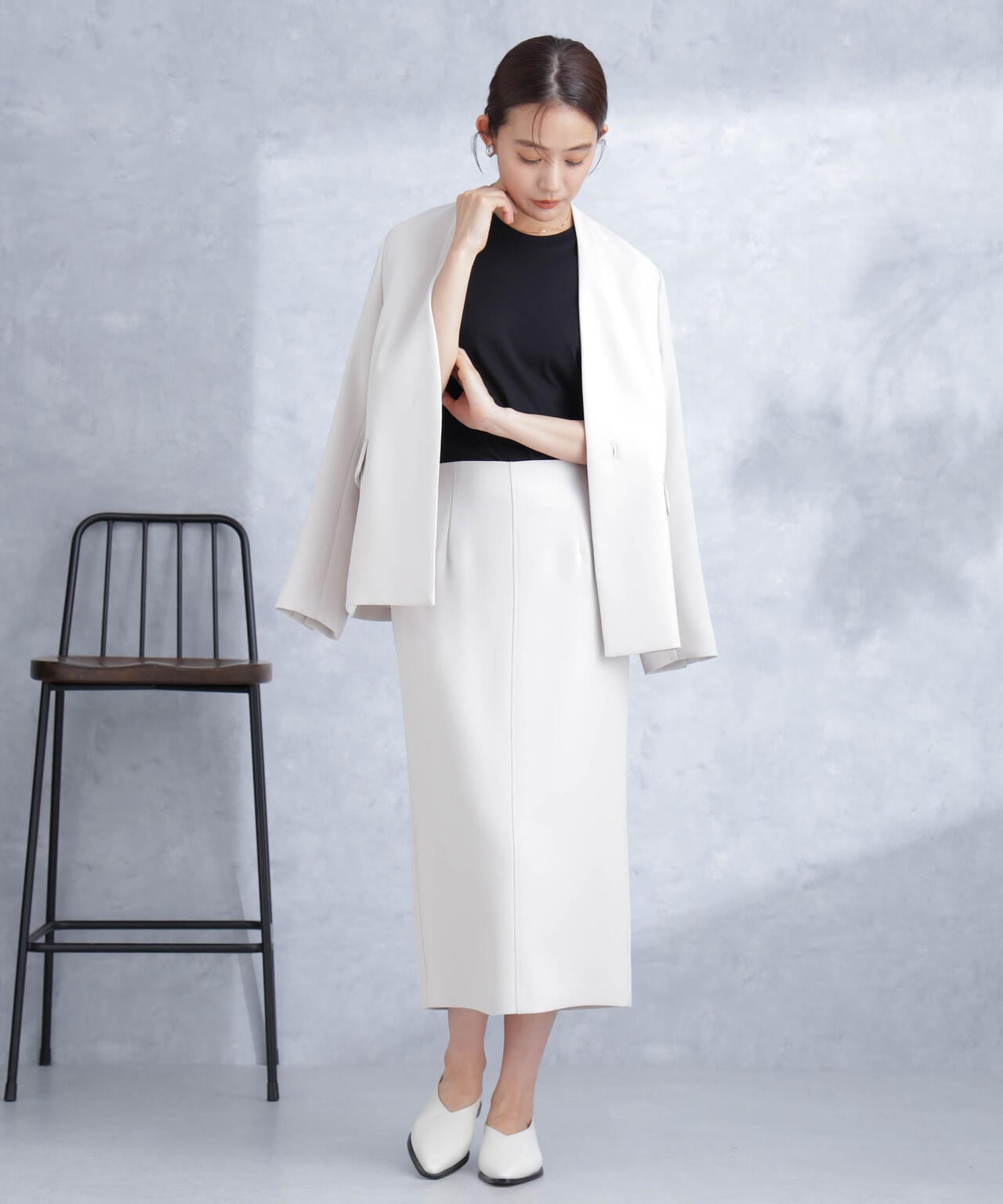 デイリーファンクション ラペルレスジャケット(セットアップ可）