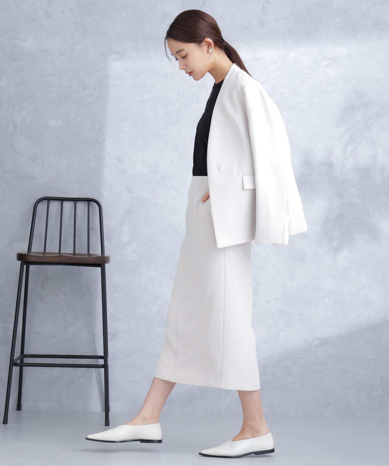 デイリーファンクション ラペルレスジャケット(セットアップ可）