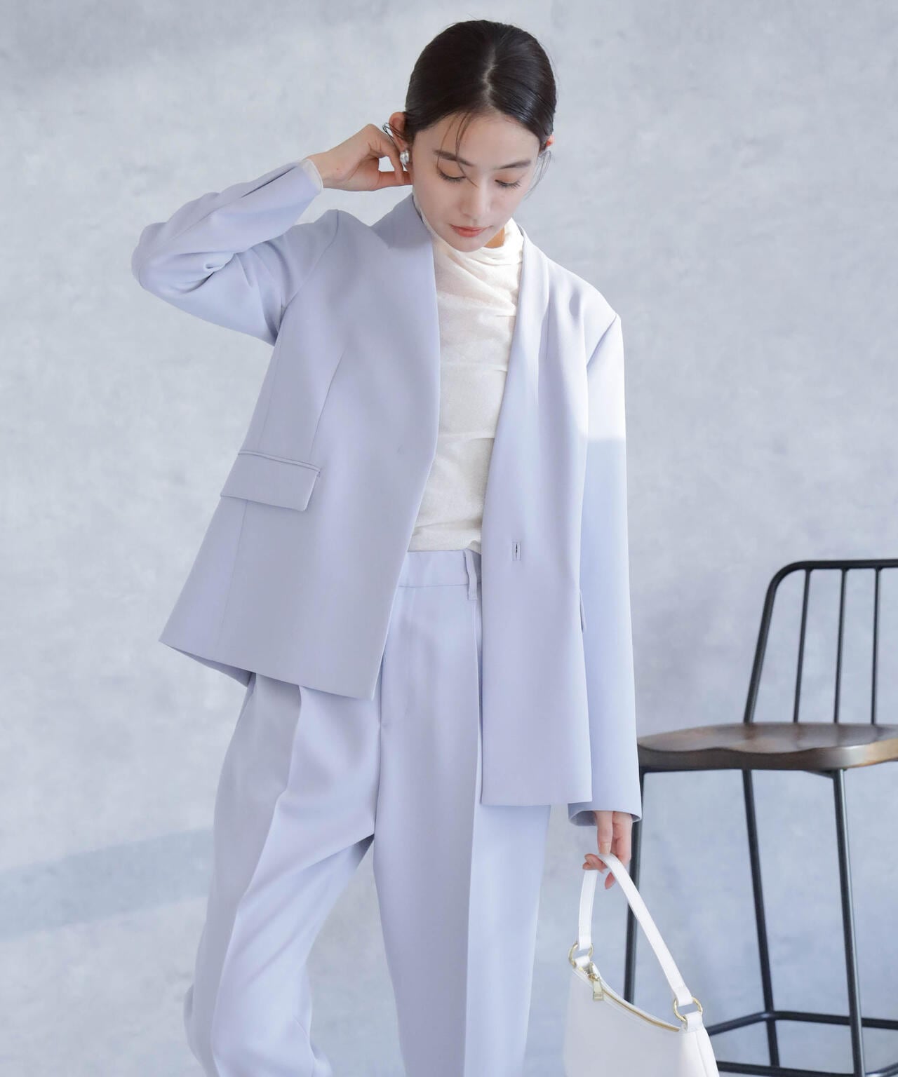 デイリーファンクション ラペルレスジャケット(セットアップ可）