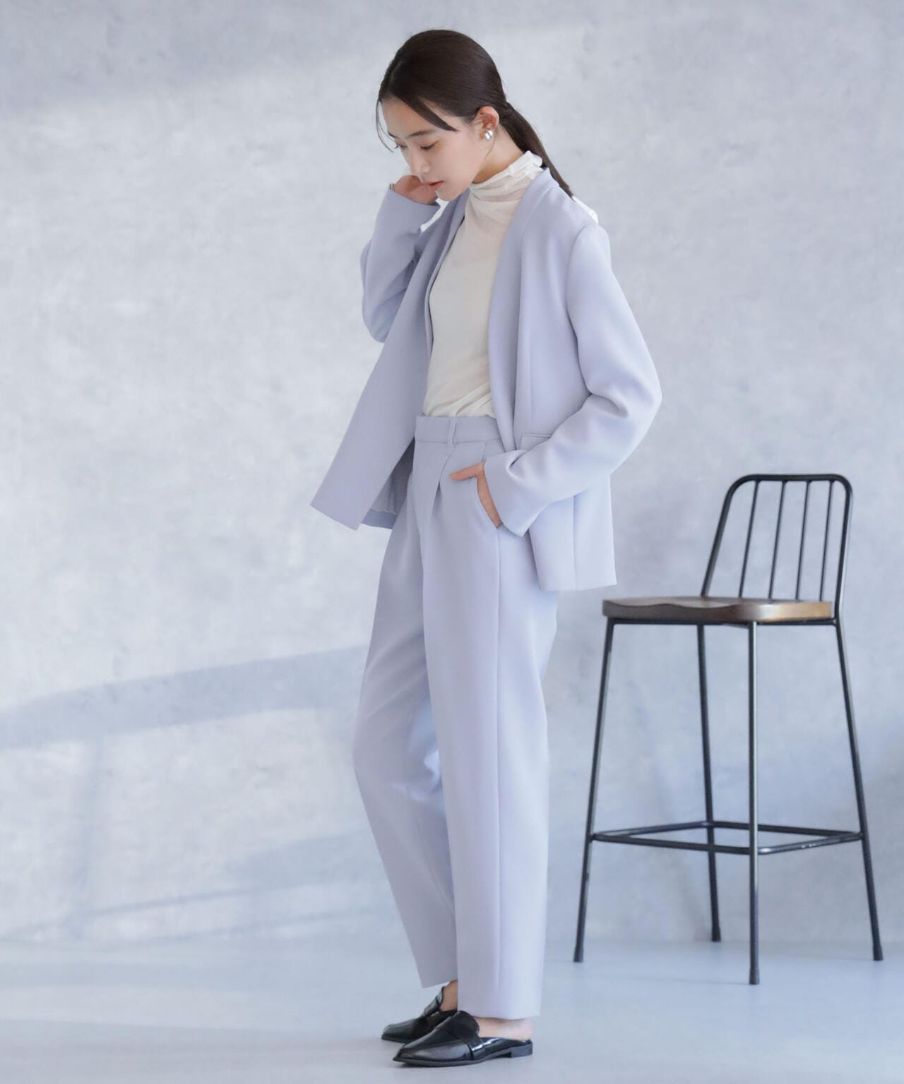 デイリーファンクション ラペルレスジャケット(セットアップ可）