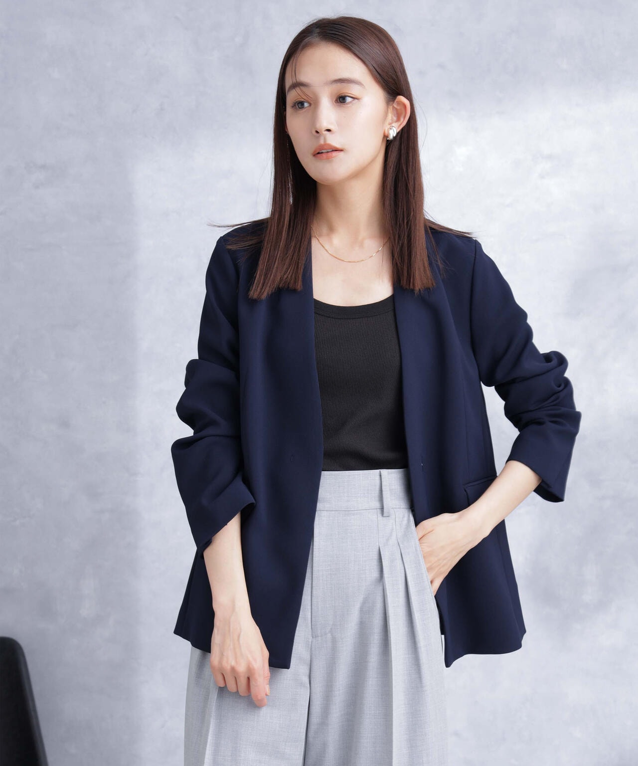 デイリーファンクション ラペルレスジャケット(セットアップ可）