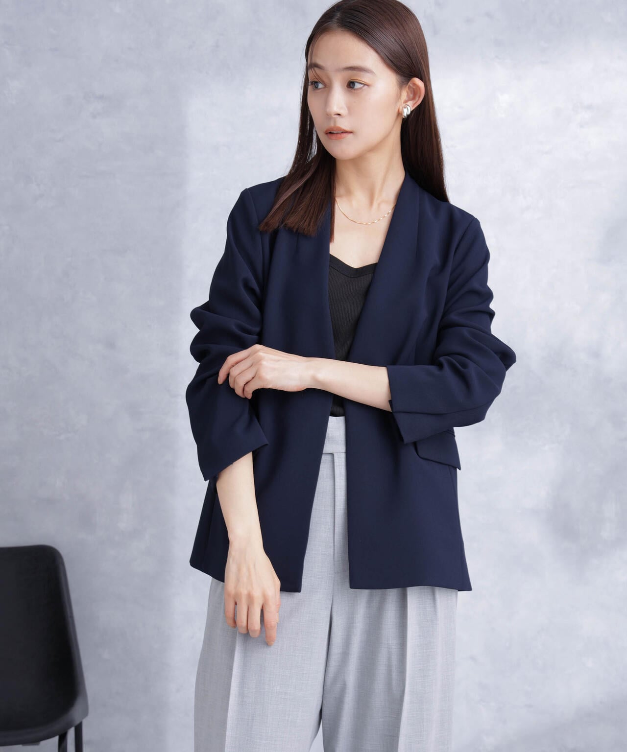 デイリーファンクション ラペルレスジャケット(セットアップ可）