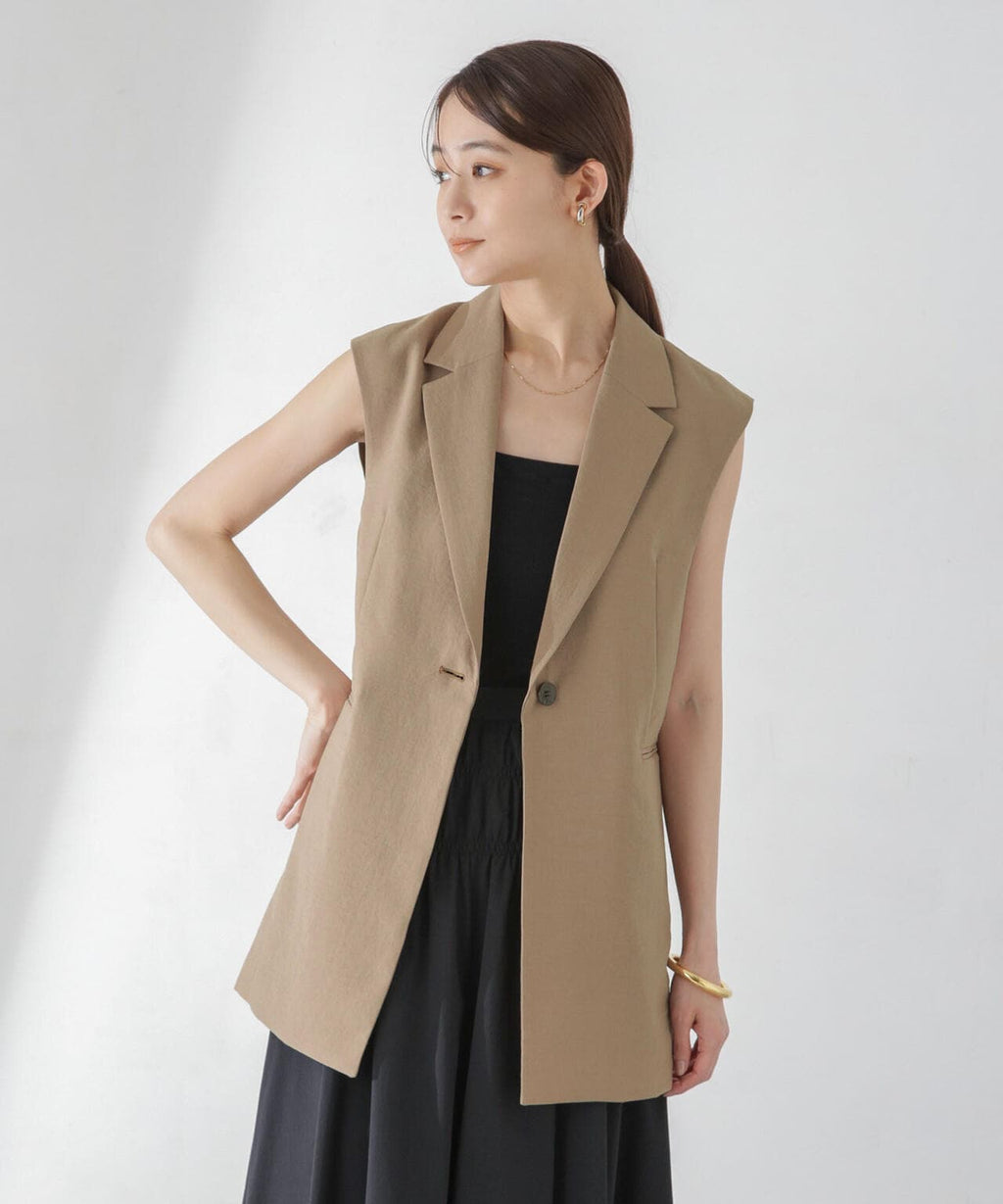 <洗濯機使用可><ノンアイロン>メランジドライ テーラードジレ(セットアップ可)