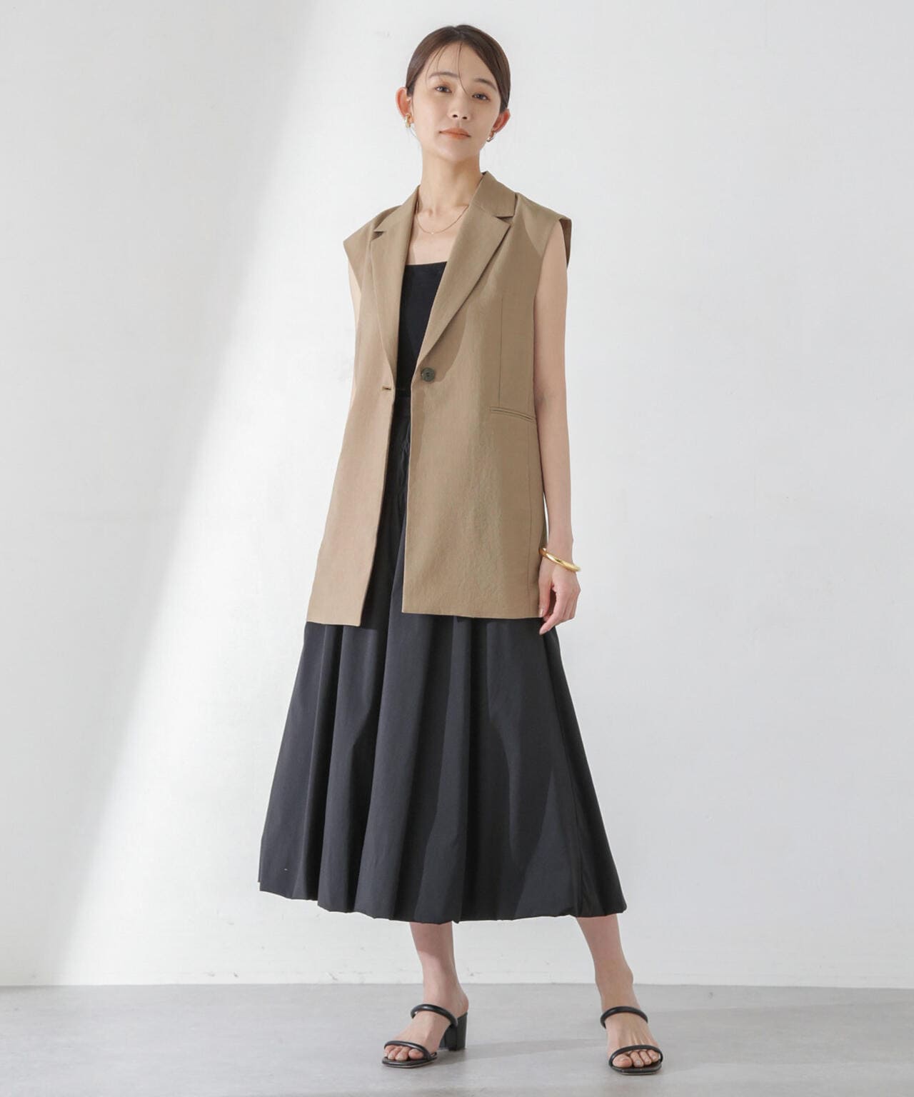 <洗濯機使用可><ノンアイロン>メランジドライ テーラードジレ(セットアップ可)