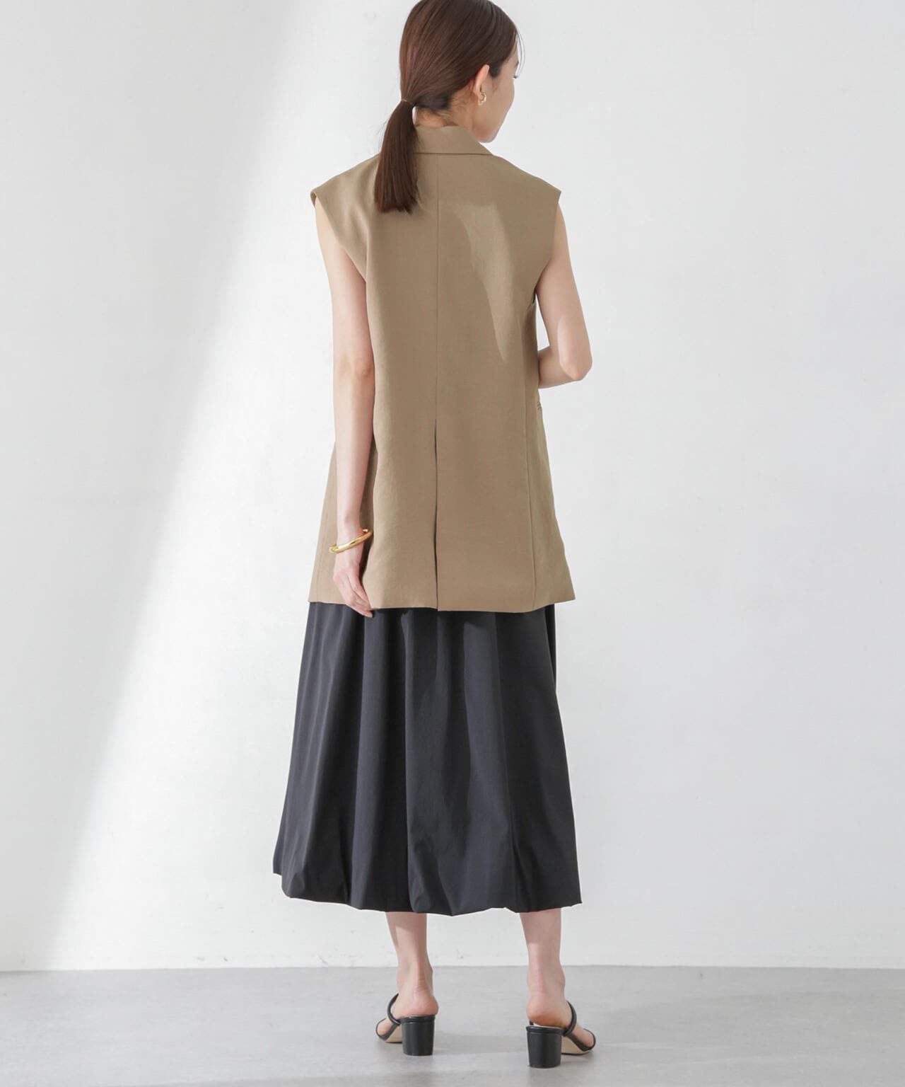 <洗濯機使用可><ノンアイロン>メランジドライ テーラードジレ(セットアップ可)