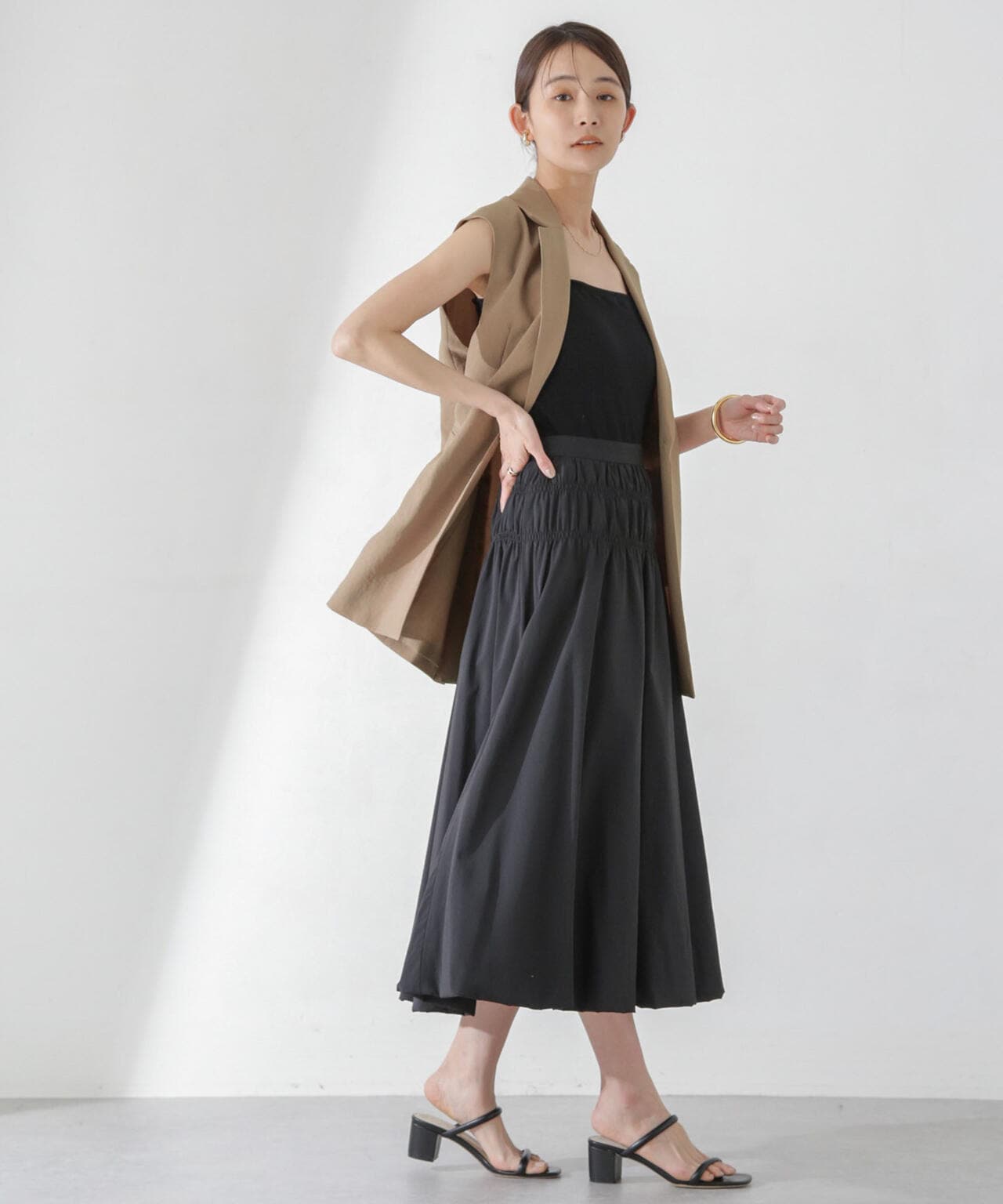 <洗濯機使用可><ノンアイロン>メランジドライ テーラードジレ(セットアップ可)