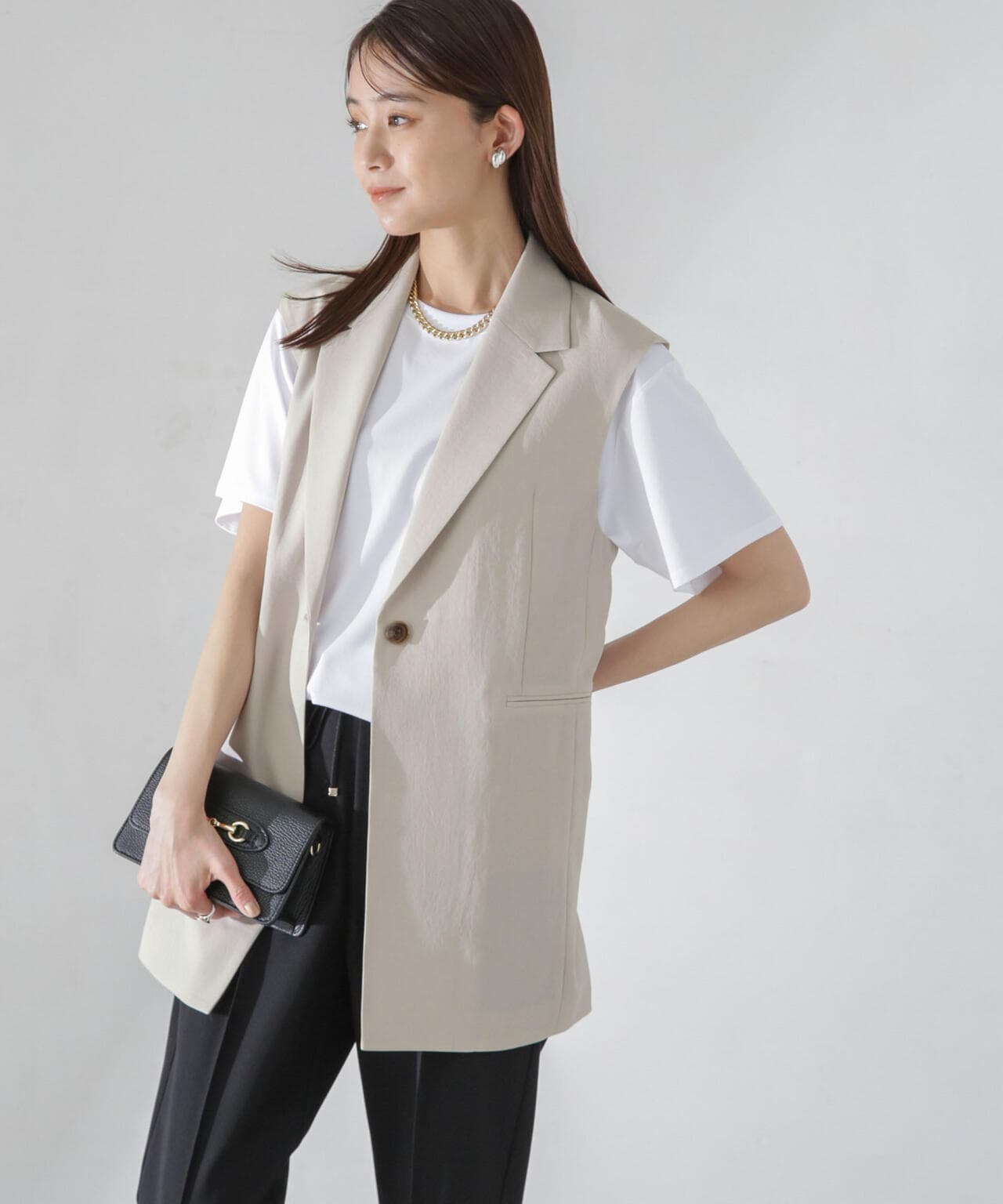 <洗濯機使用可><ノンアイロン>メランジドライ テーラードジレ(セットアップ可)