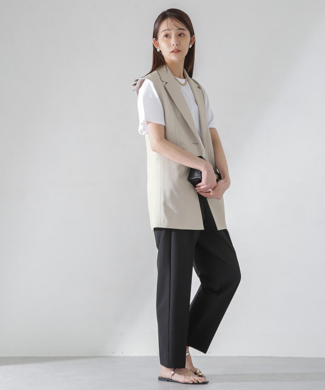 <洗濯機使用可><ノンアイロン>メランジドライ テーラードジレ(セットアップ可)