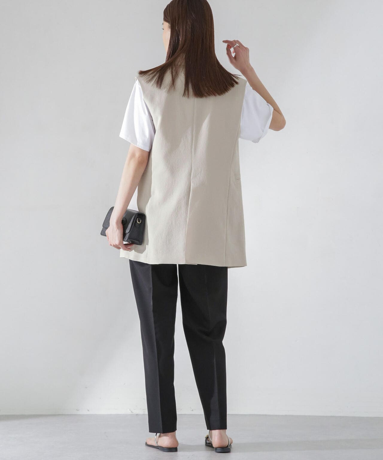 <洗濯機使用可><ノンアイロン>メランジドライ テーラードジレ(セットアップ可)