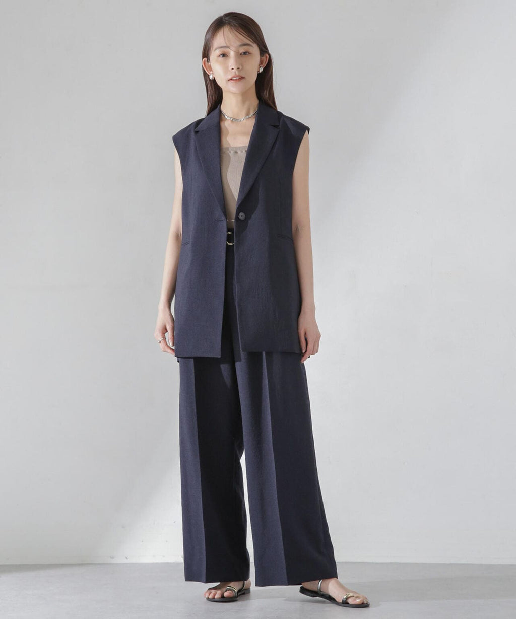 <洗濯機使用可><ノンアイロン>メランジドライ テーラードジレ(セットアップ可)