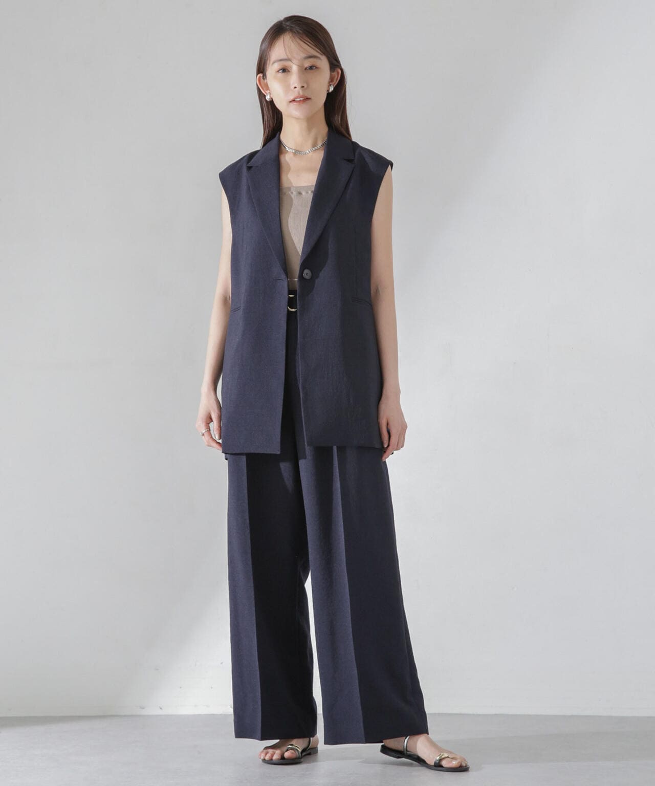 <洗濯機使用可><ノンアイロン>メランジドライ テーラードジレ(セットアップ可)