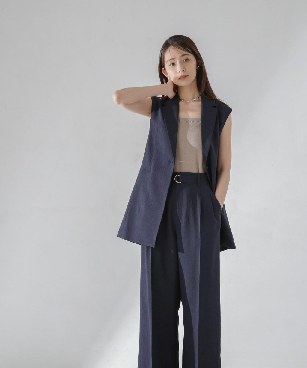 <洗濯機使用可><ノンアイロン>メランジドライ テーラードジレ(セットアップ可)