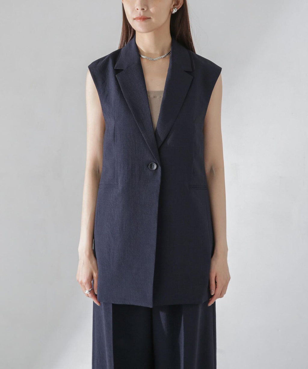 <洗濯機使用可><ノンアイロン>メランジドライ テーラードジレ(セットアップ可)