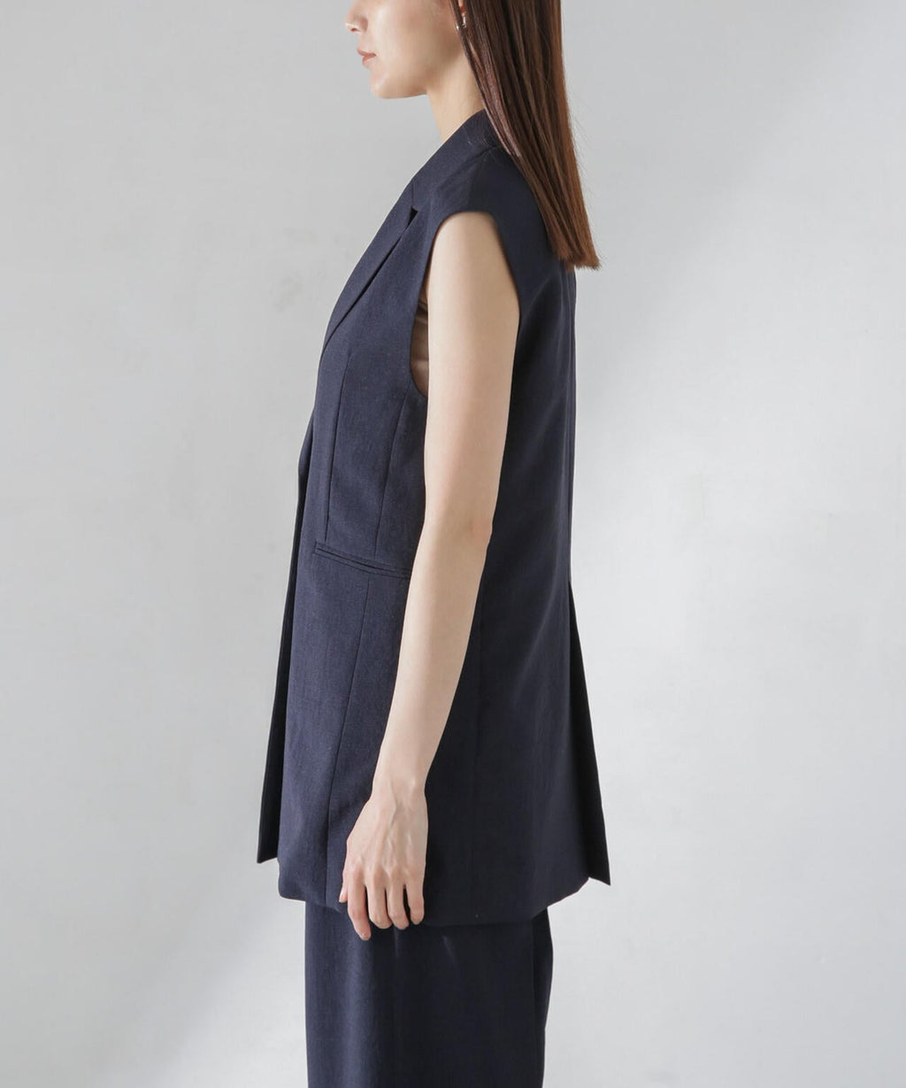 <洗濯機使用可><ノンアイロン>メランジドライ テーラードジレ(セットアップ可)