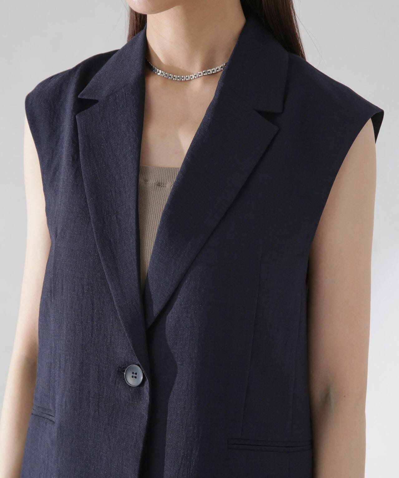 <洗濯機使用可><ノンアイロン>メランジドライ テーラードジレ(セットアップ可)