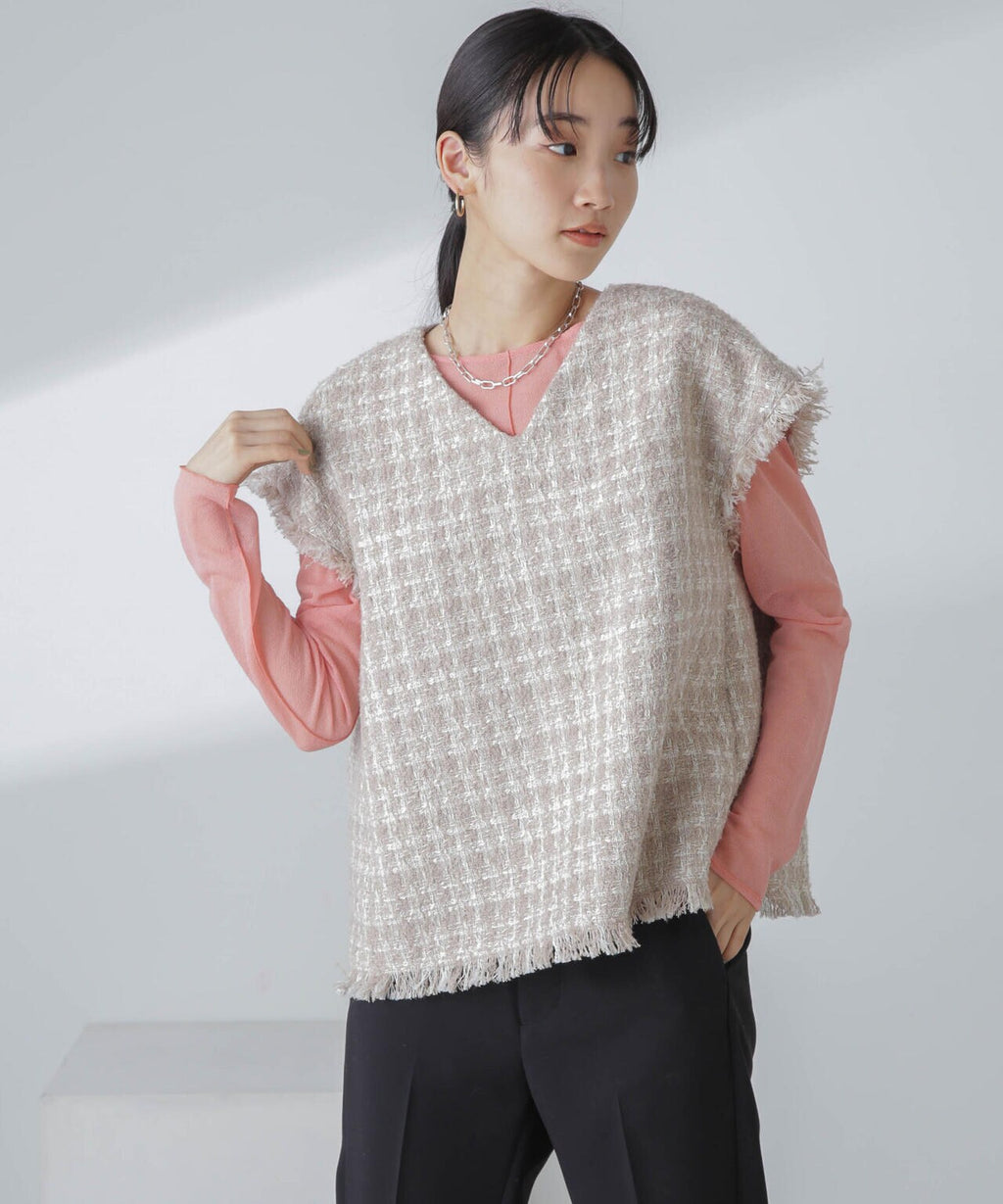 ラメファンシーツイード ショートジレ