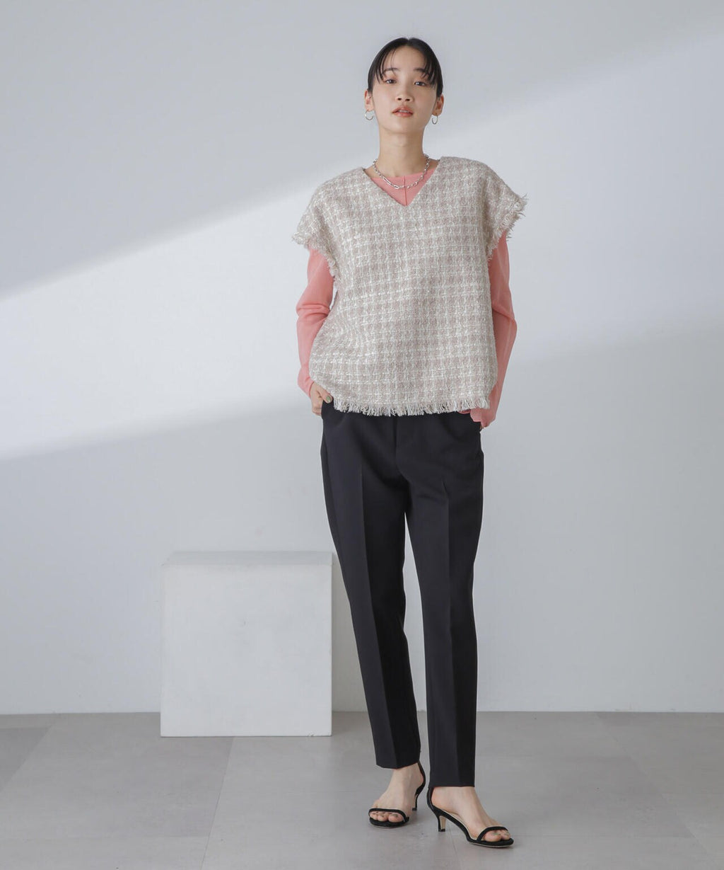 ラメファンシーツイード ショートジレ