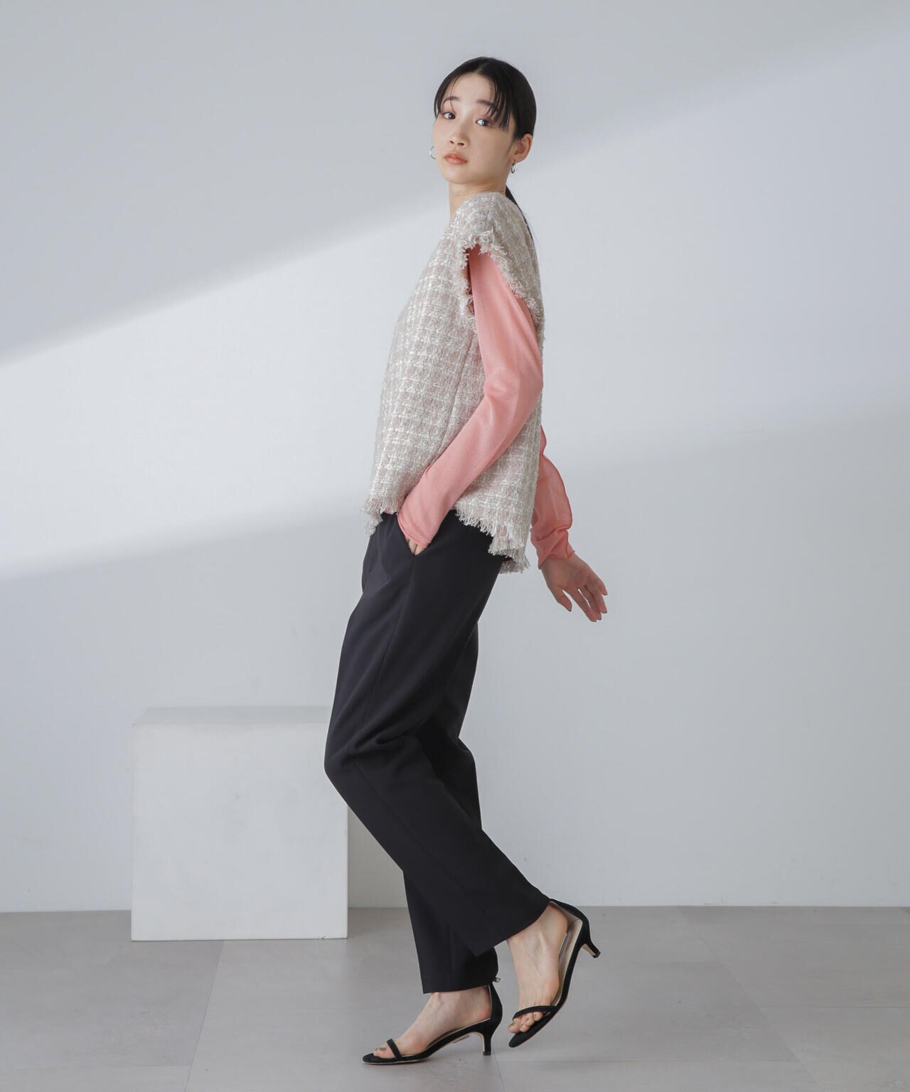 ラメファンシーツイード ショートジレ