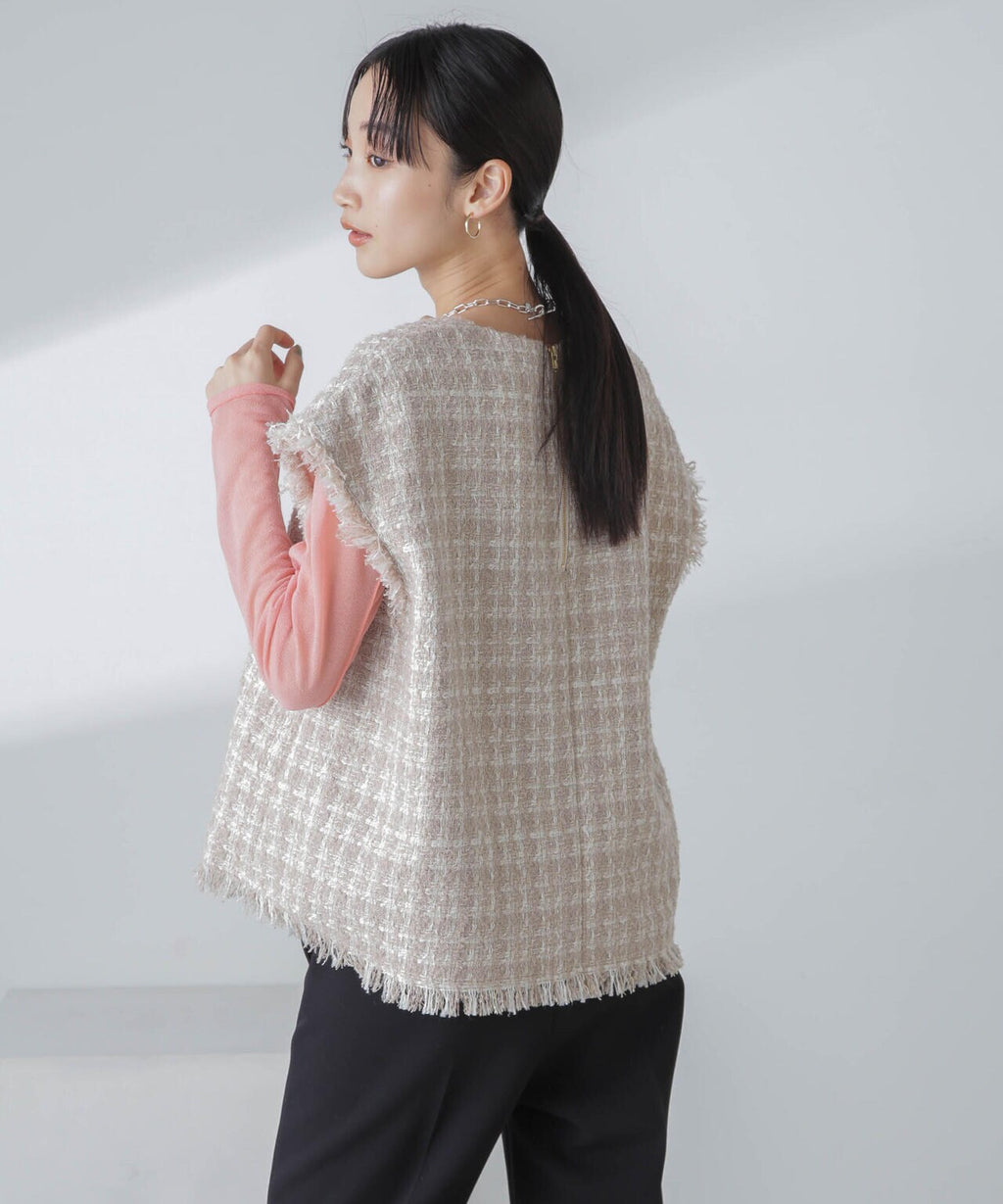 ラメファンシーツイード ショートジレ