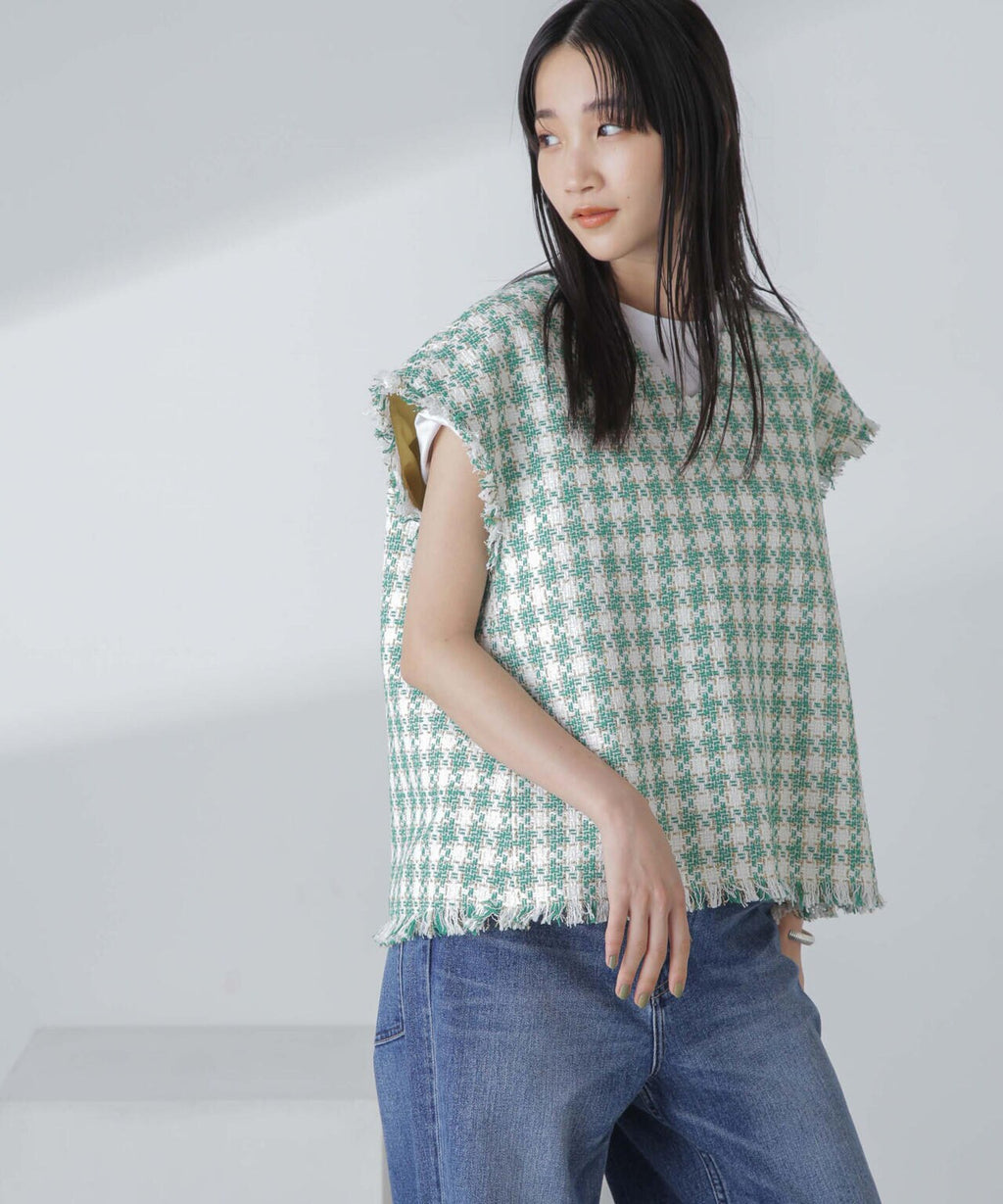 ラメファンシーツイード ショートジレ