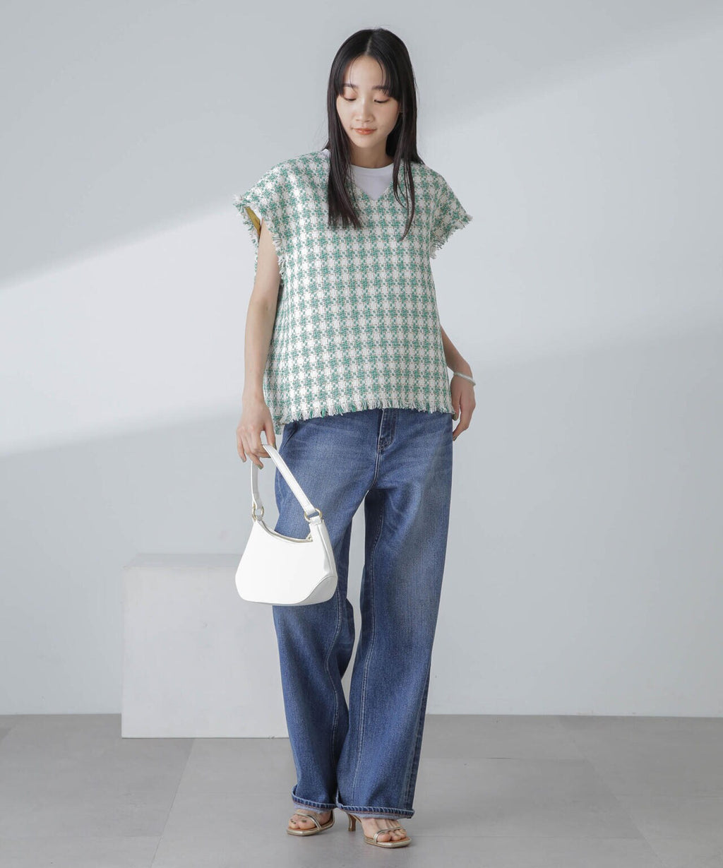 ラメファンシーツイード ショートジレ