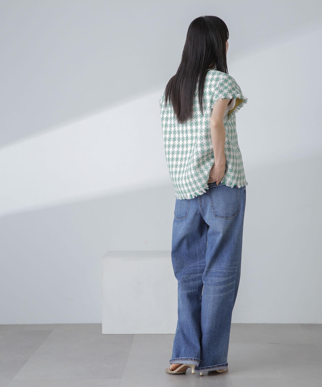 ラメファンシーツイード ショートジレ