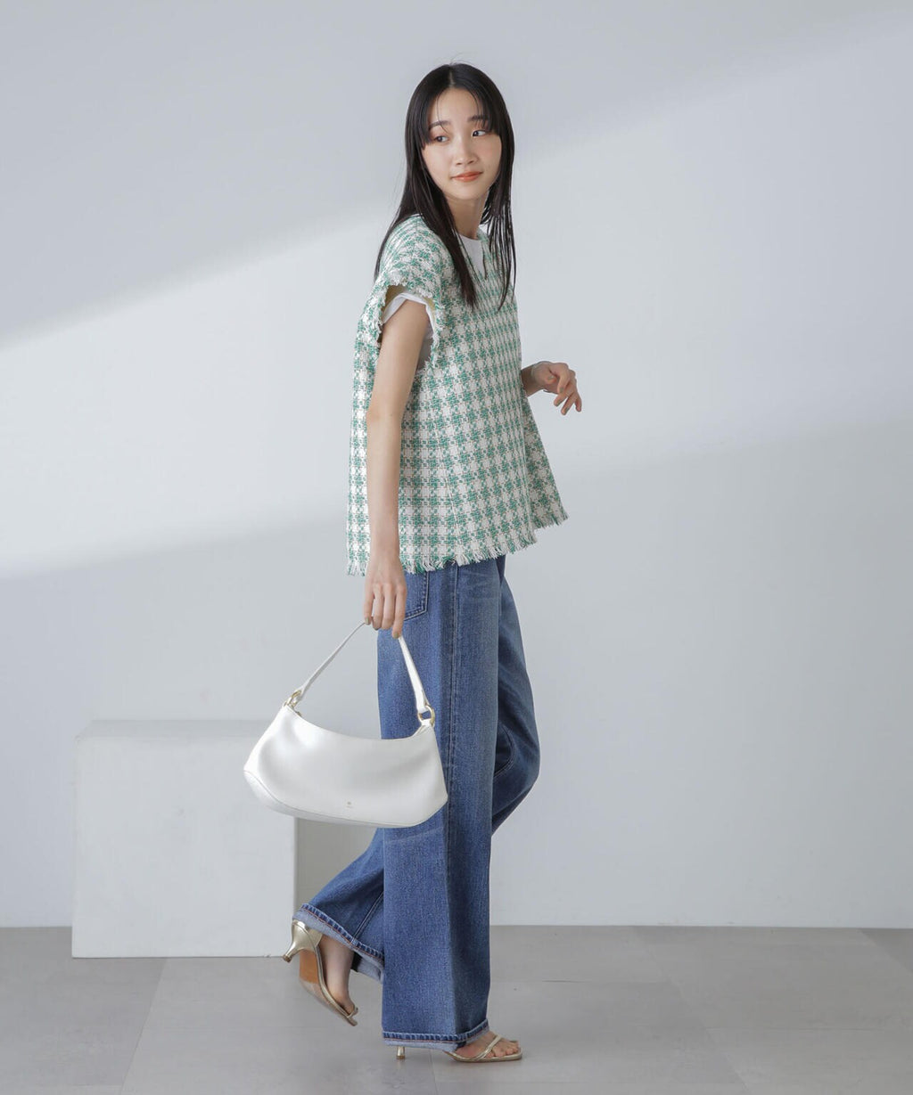 ラメファンシーツイード ショートジレ