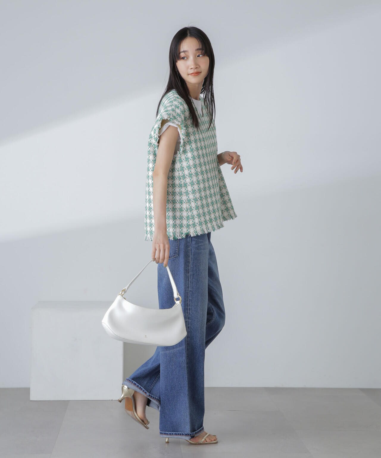 ラメファンシーツイード ショートジレ