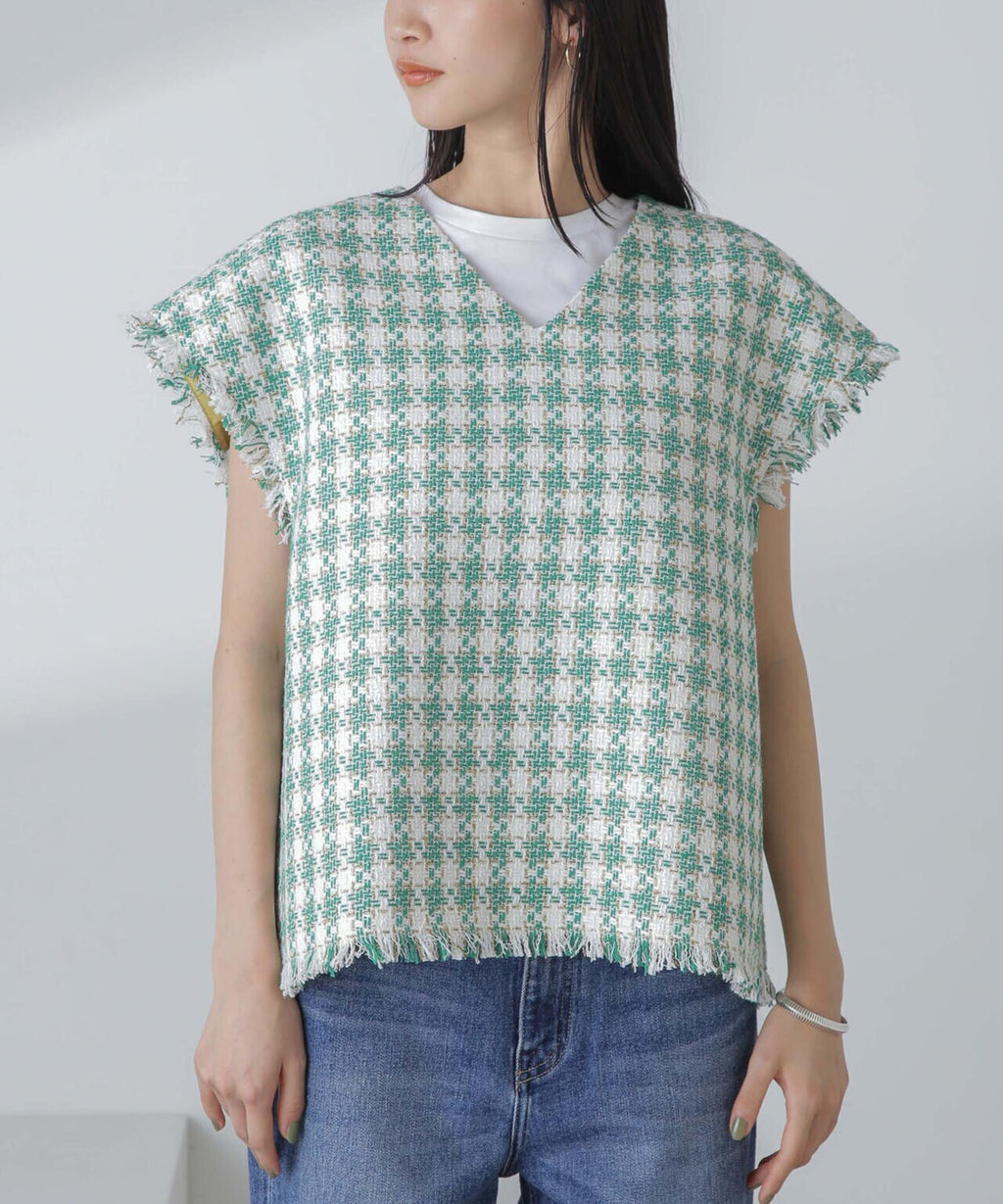 ラメファンシーツイード ショートジレ