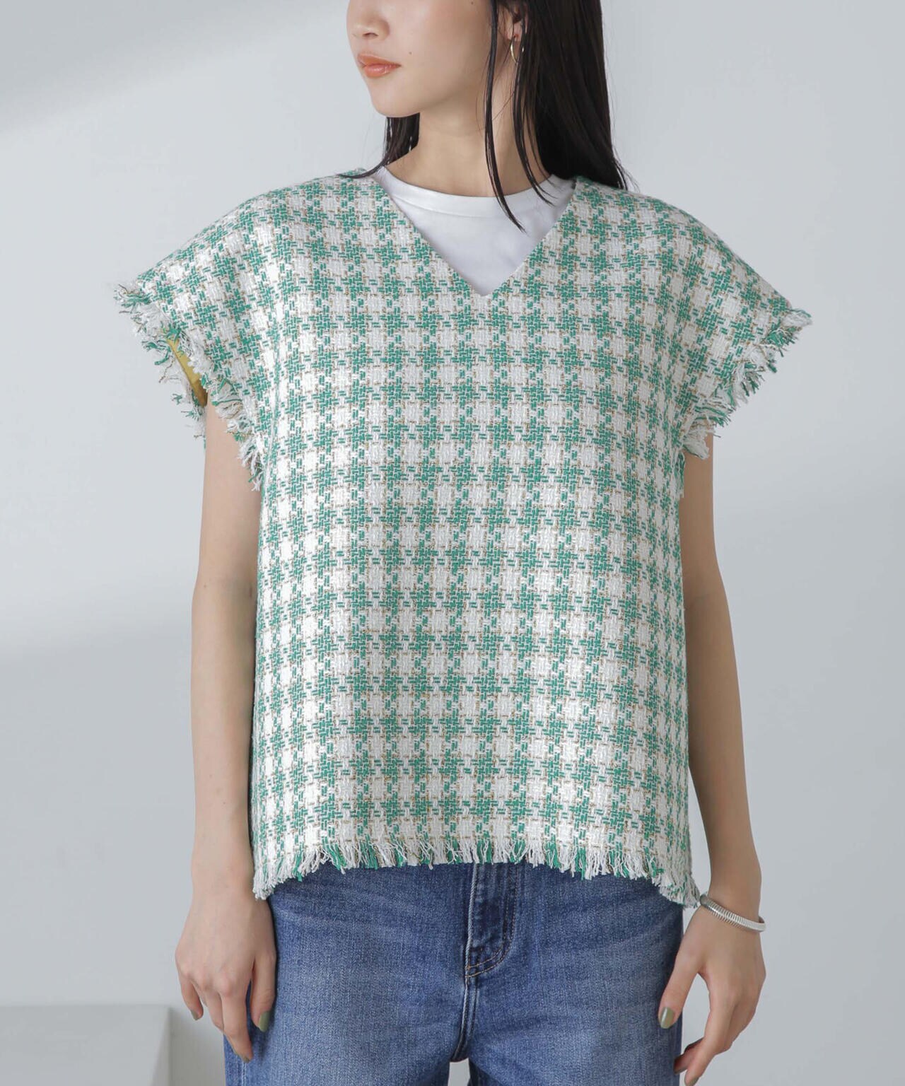 ラメファンシーツイード ショートジレ