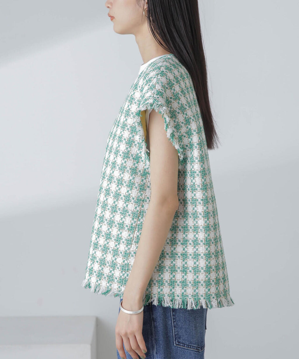 ラメファンシーツイード ショートジレ