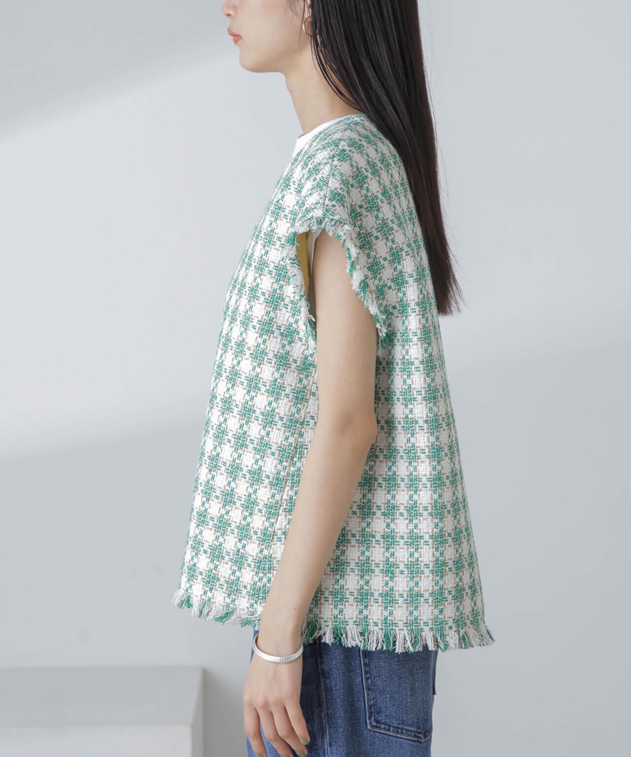 ラメファンシーツイード ショートジレ