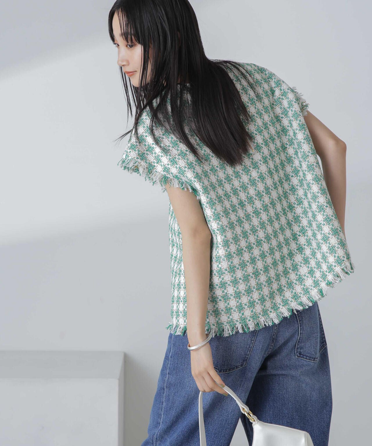 ラメファンシーツイード ショートジレ