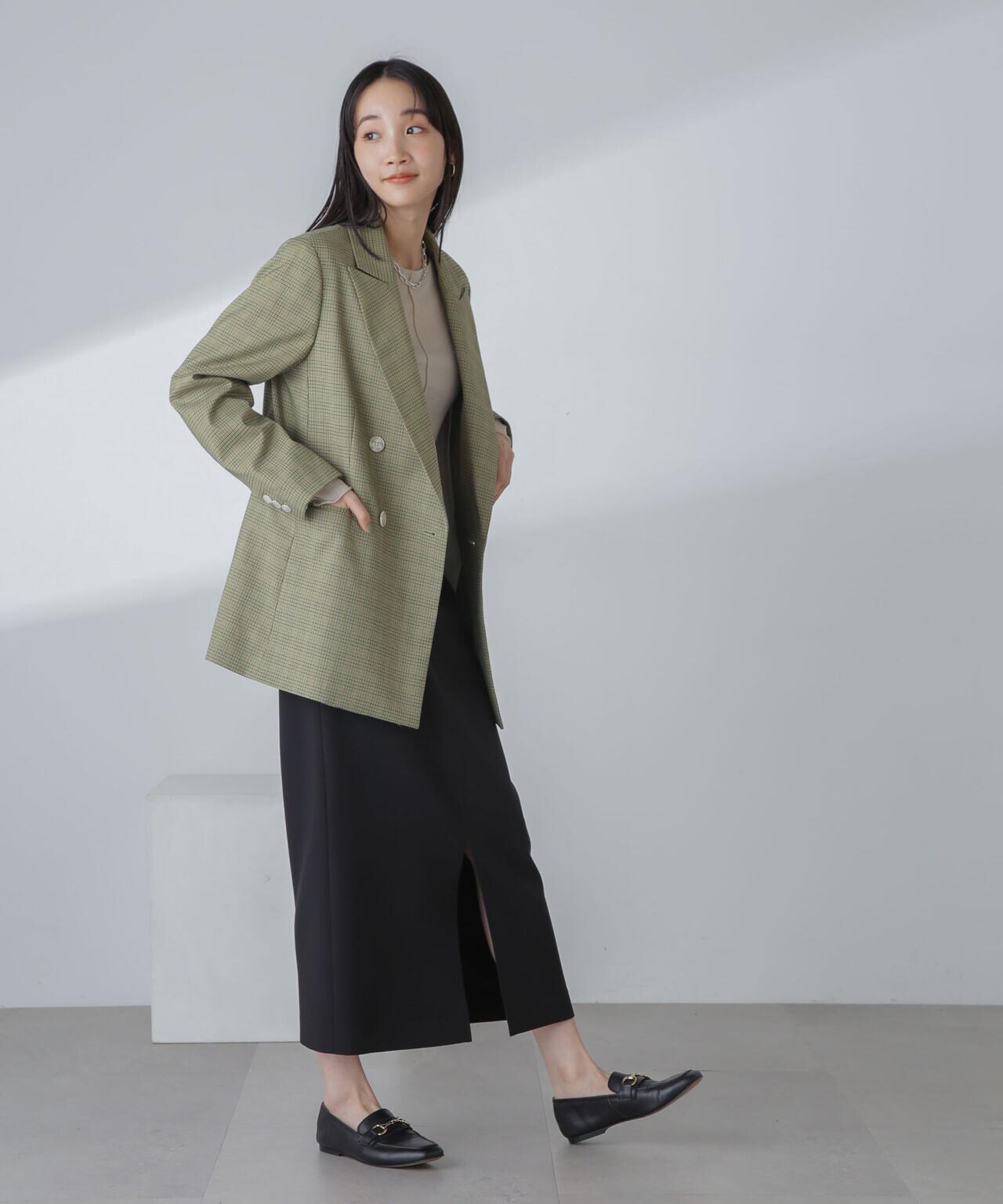 ツイルチェック ダブルブレストジャケット