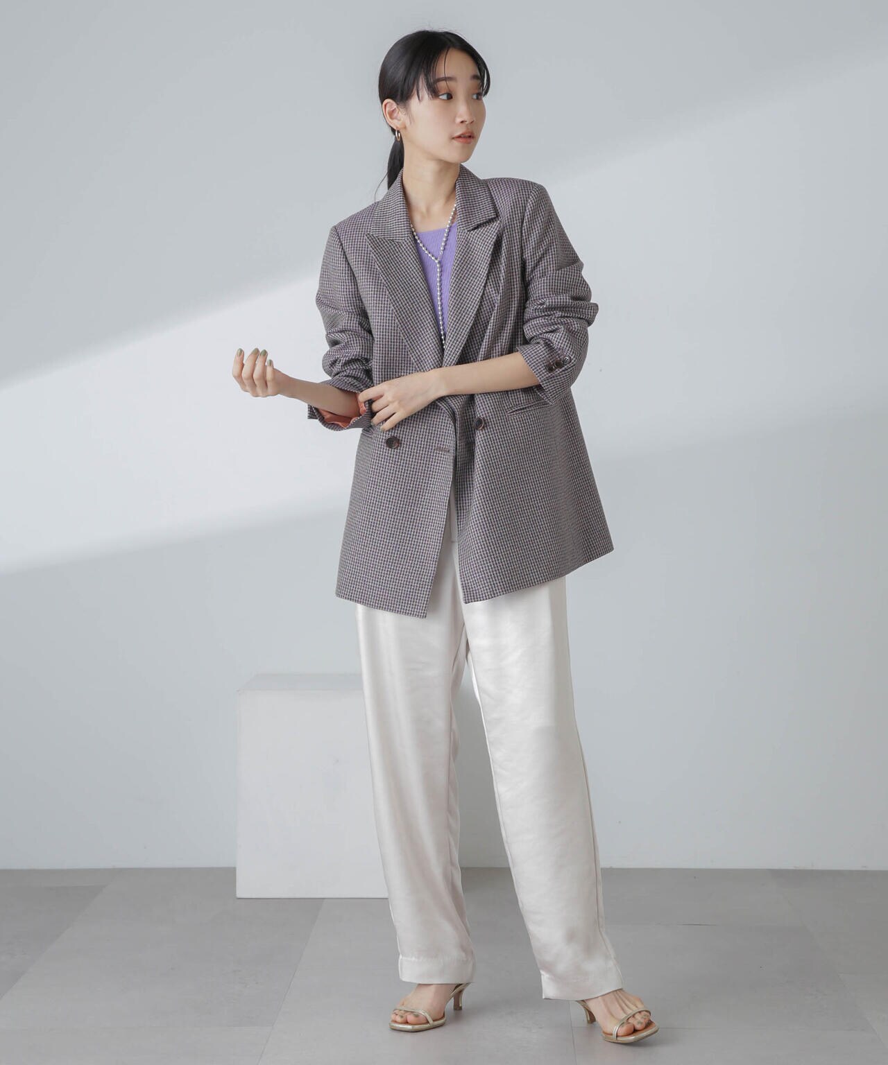 ツイルチェック ダブルブレストジャケット