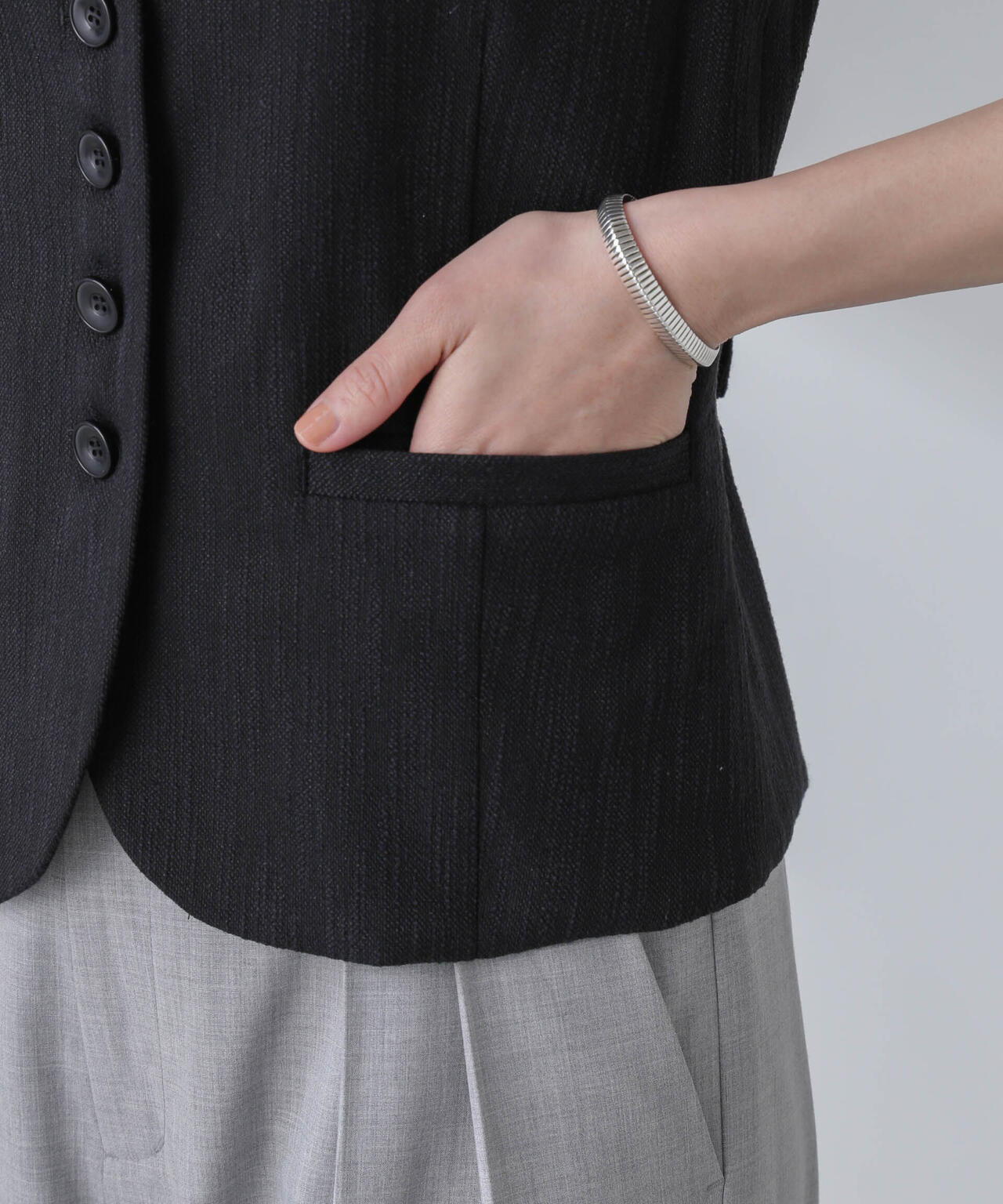 スラブメランジコンパクトジレ（セットアップ可）