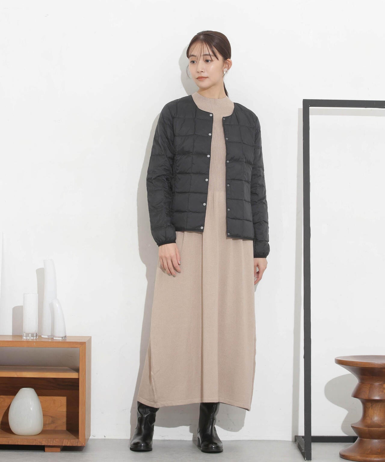 TAION/クルーネックボタンダウンジャケット