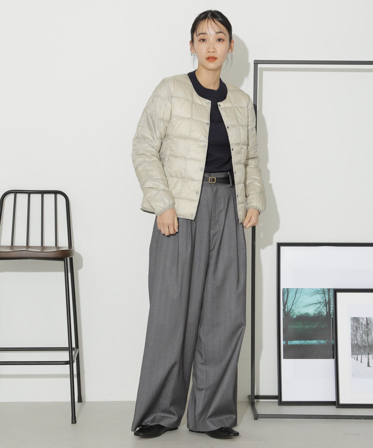 TAION/クルーネックボタンダウンジャケット