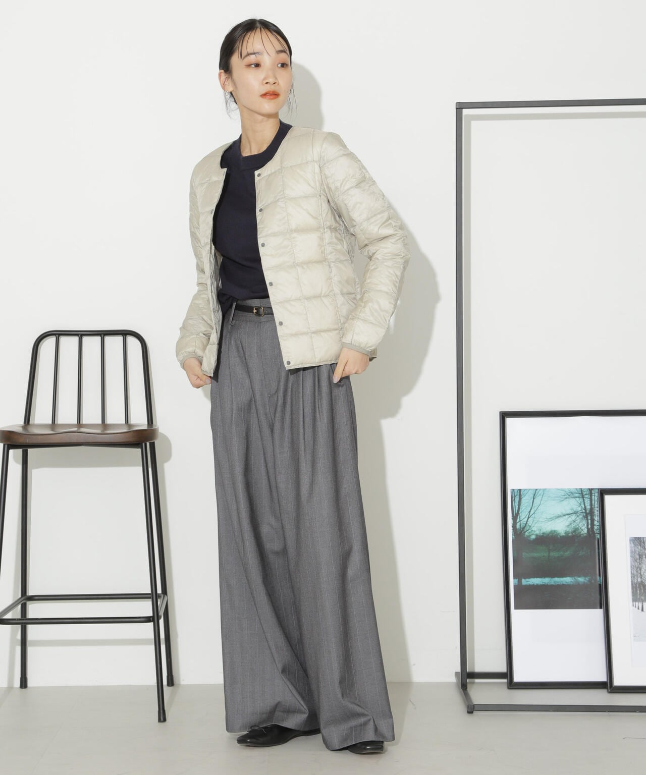 TAION/クルーネックボタンダウンジャケット