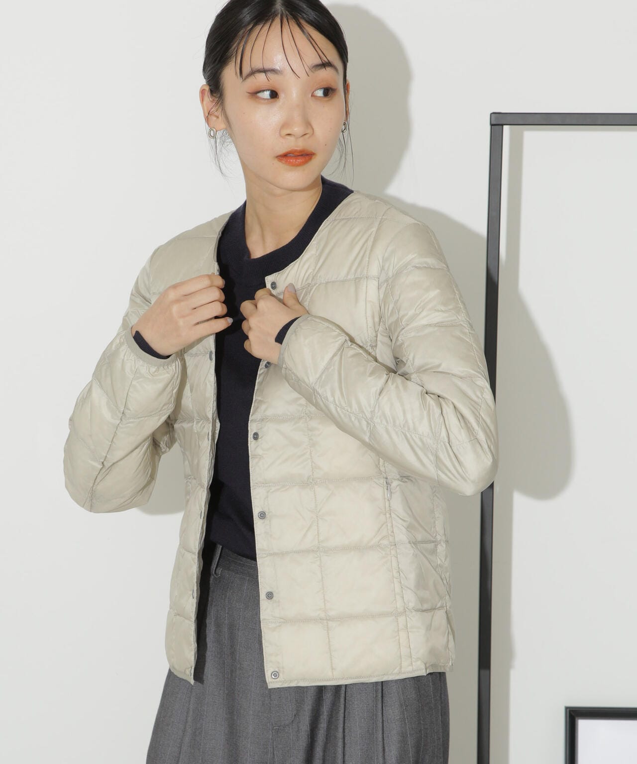 TAION/クルーネックボタンダウンジャケット