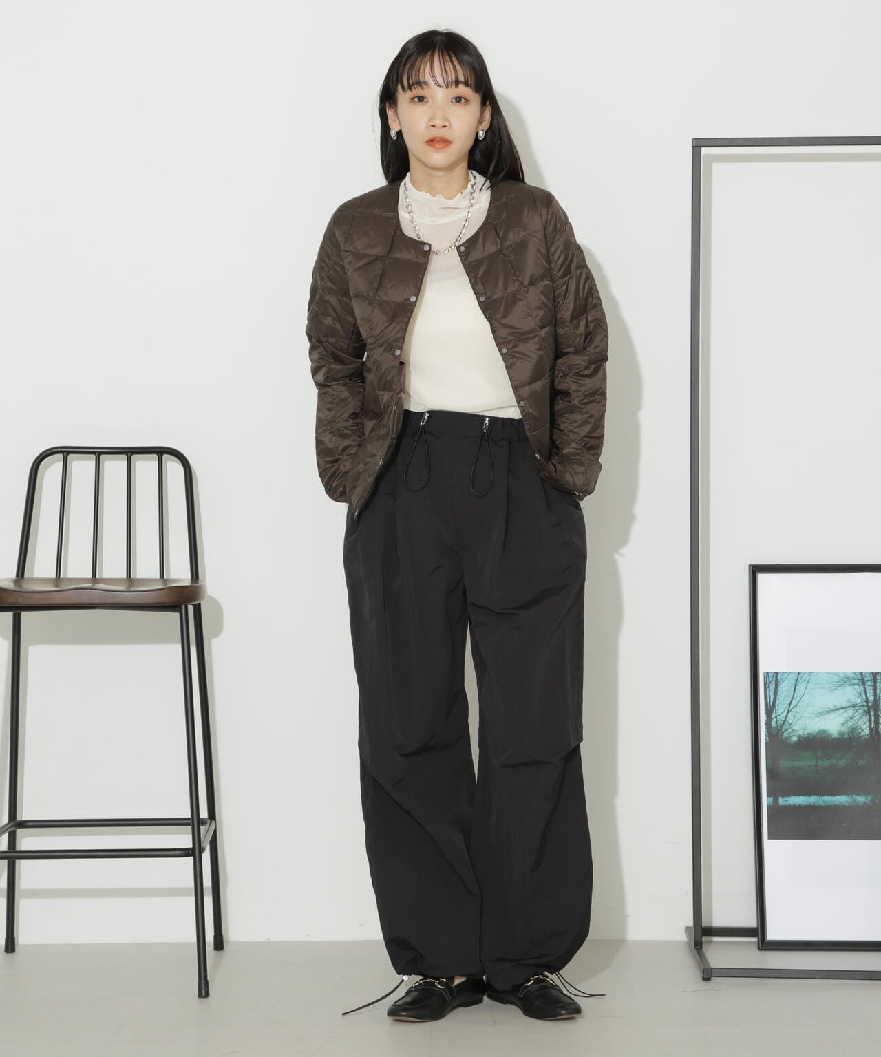 TAION/クルーネックボタンダウンジャケット