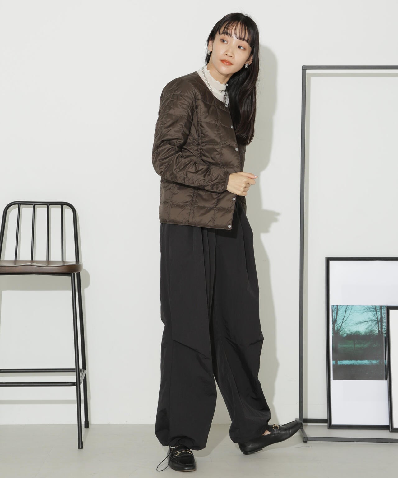 TAION/クルーネックボタンダウンジャケット