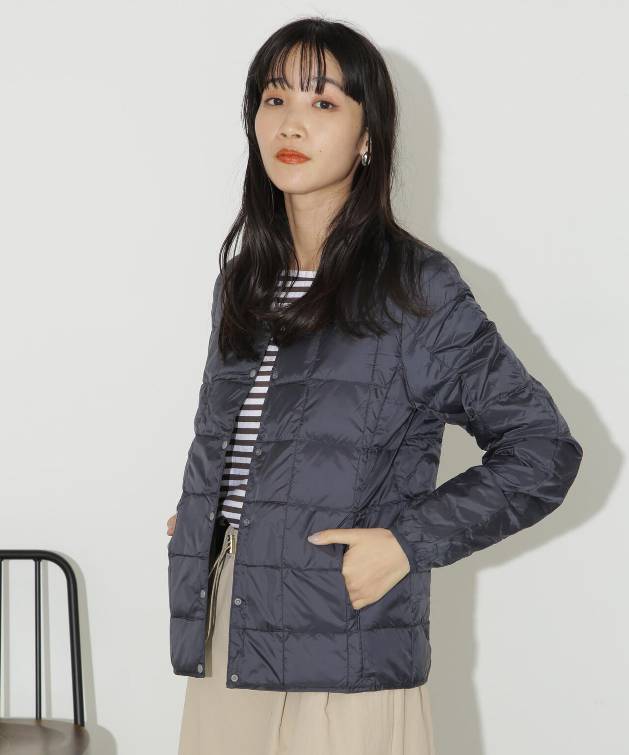 TAION/クルーネックボタンダウンジャケット