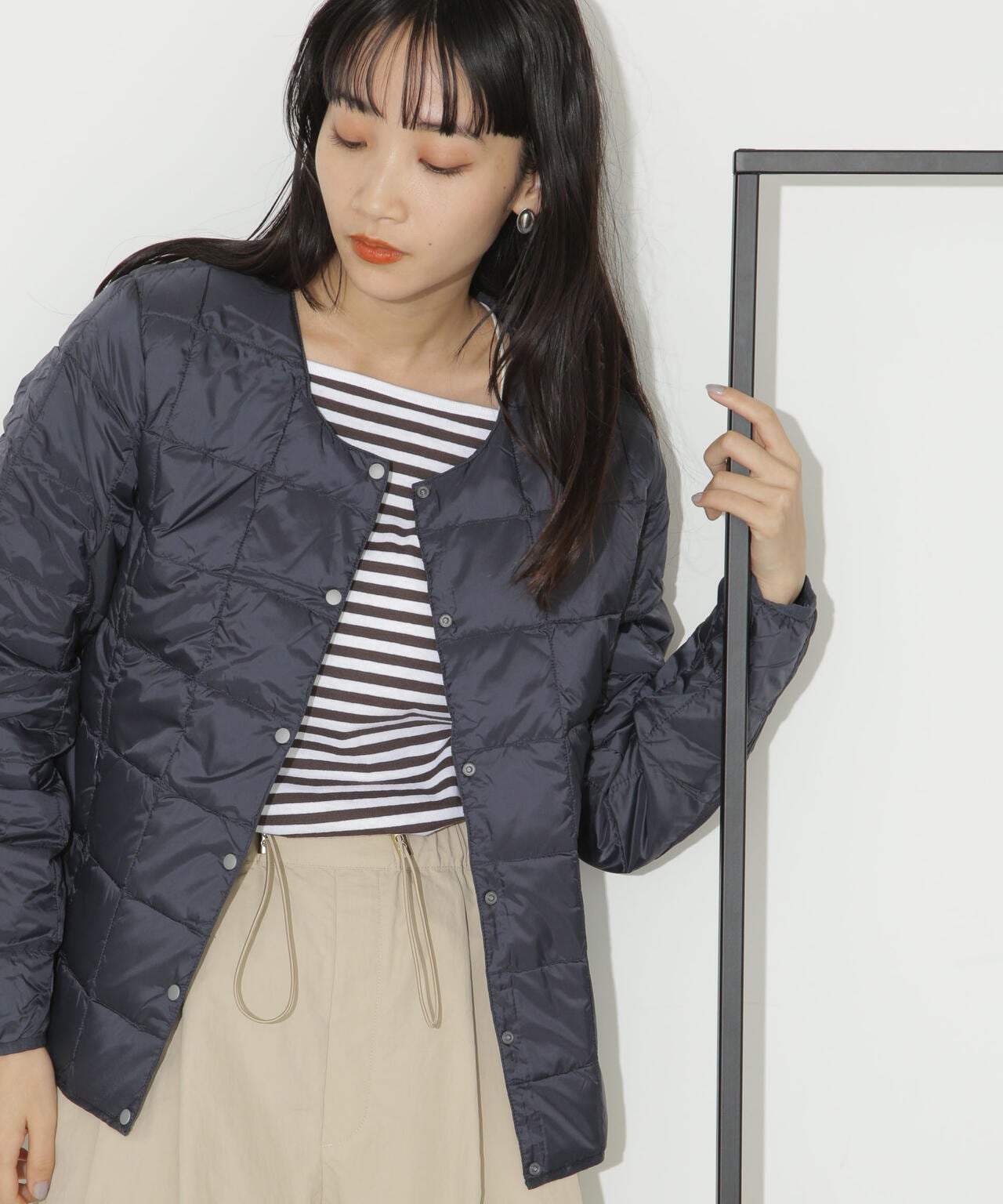 TAION/クルーネックボタンダウンジャケット