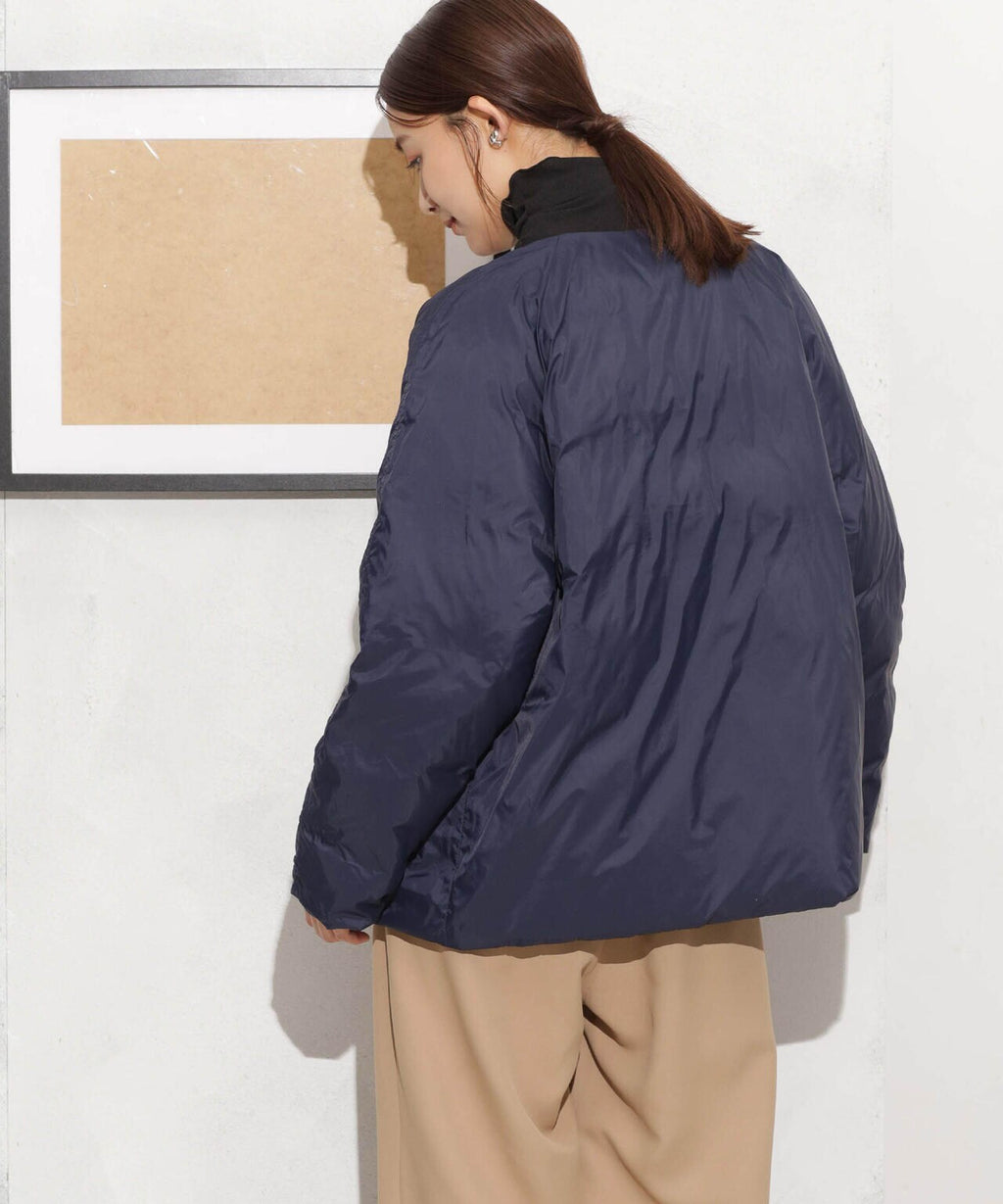 撥水加工ライトダウン リバーシブルノーカラージャケット